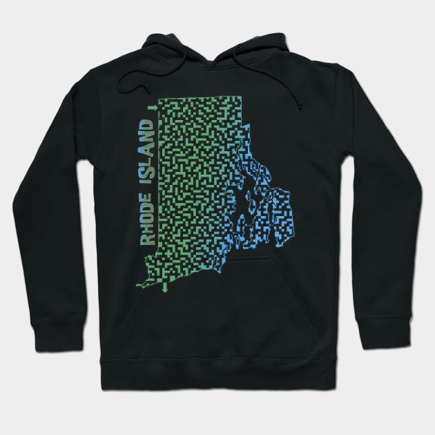 Rhode Island State Outline Maze & Labyrinth Hoodie by gorff